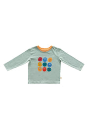 mielakids - Langarm-Shirt 'EMOTIONAL FACES' - mint